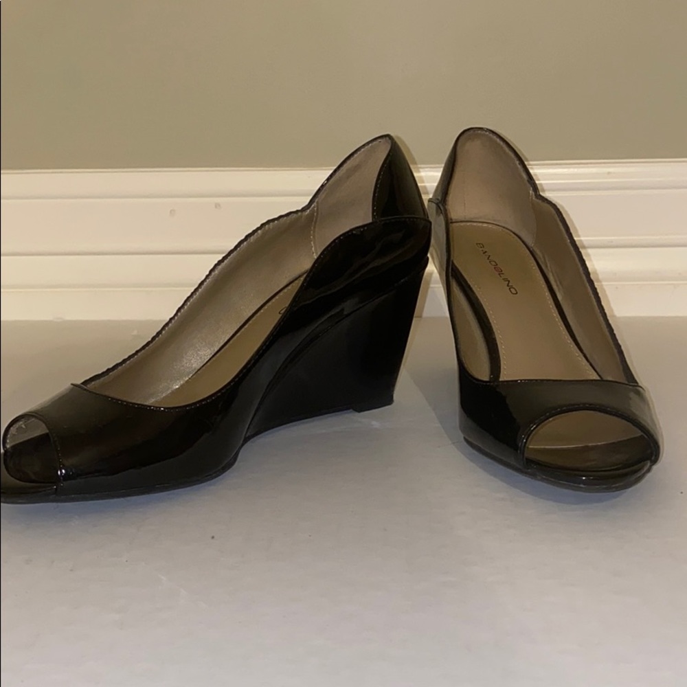 Black Peep Toe Wedge
